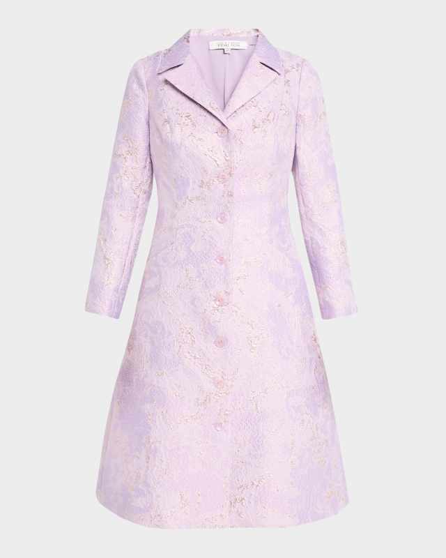 A-Line Metallic Jacquard Coat Dress